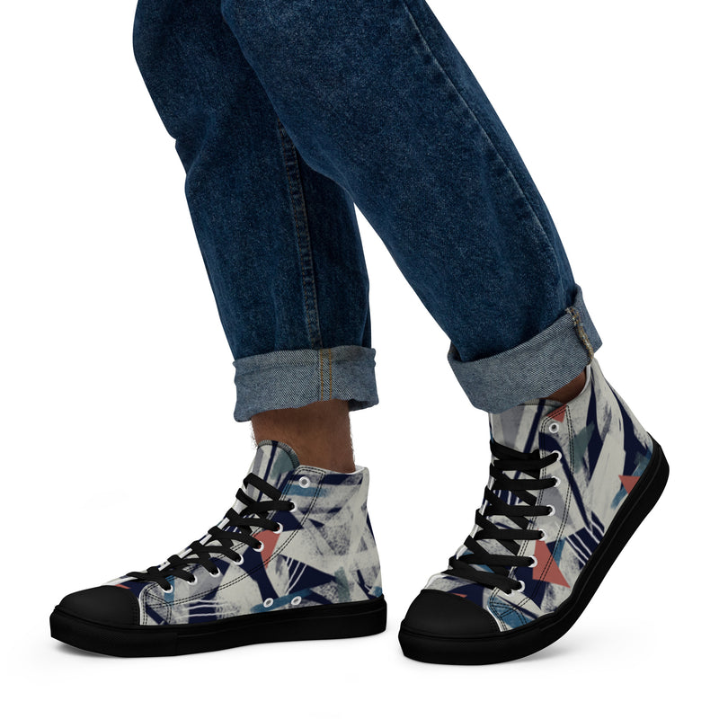 Men's High Top Canvas Shoes - Handmade, Trendy, and Stylish