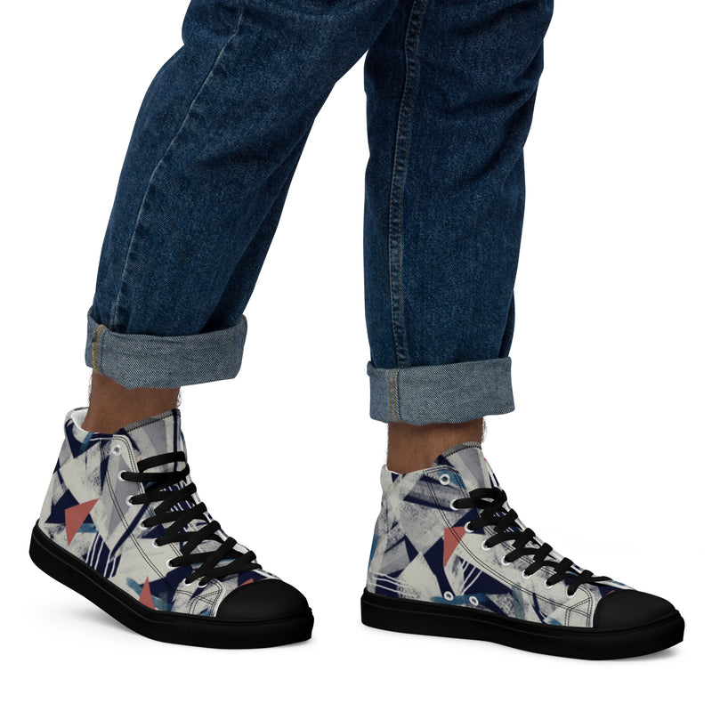 Men's High Top Canvas Shoes - Handmade, Trendy, and Stylish