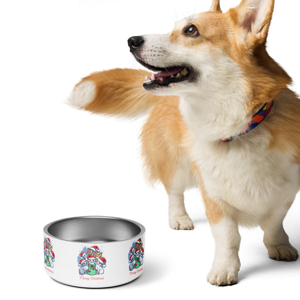 Christmas Pet Bowl - Stainless Steel, Anti-Slip, and Durable