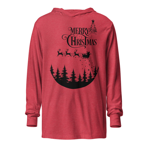 Christmas Hooded long-sleeve teeHooded Long-Sleeve Tee - Stylish Layering Essential for Year-Round Comfort