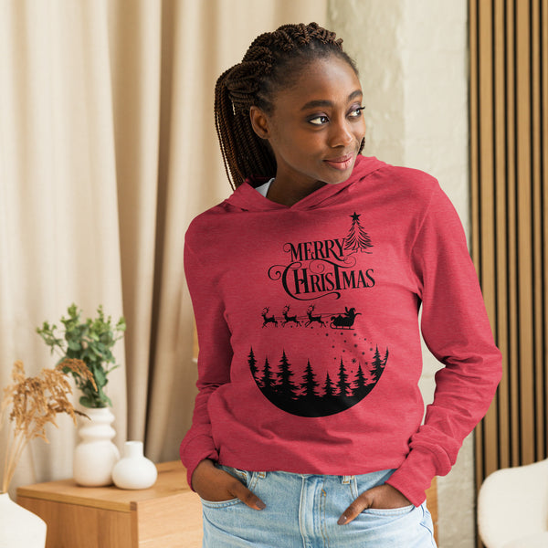 Christmas Hooded long-sleeve teeHooded Long-Sleeve Tee - Stylish Layering Essential for Year-Round Comfort