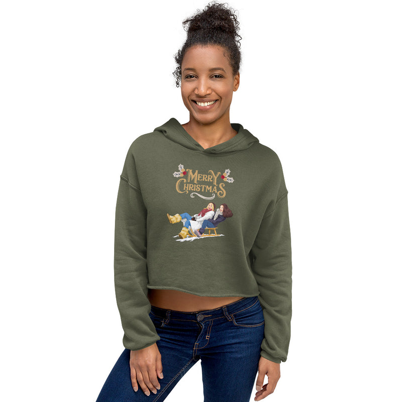 Christmas Women's Crop Hoodie - Trendy and Fashion-Forward